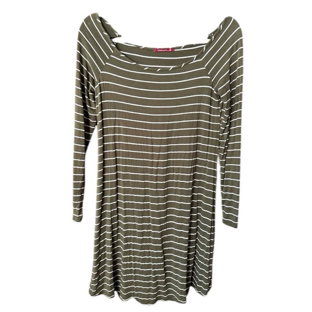 Striped Olive Green Dress